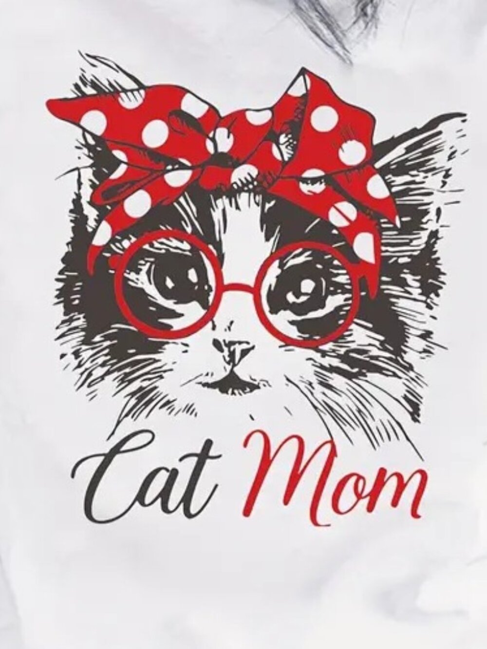 Cat Mom Print T-shirt, Cute Cat Mom Shirt, Cat Mom Squad Shirt - Picture 2 of 3